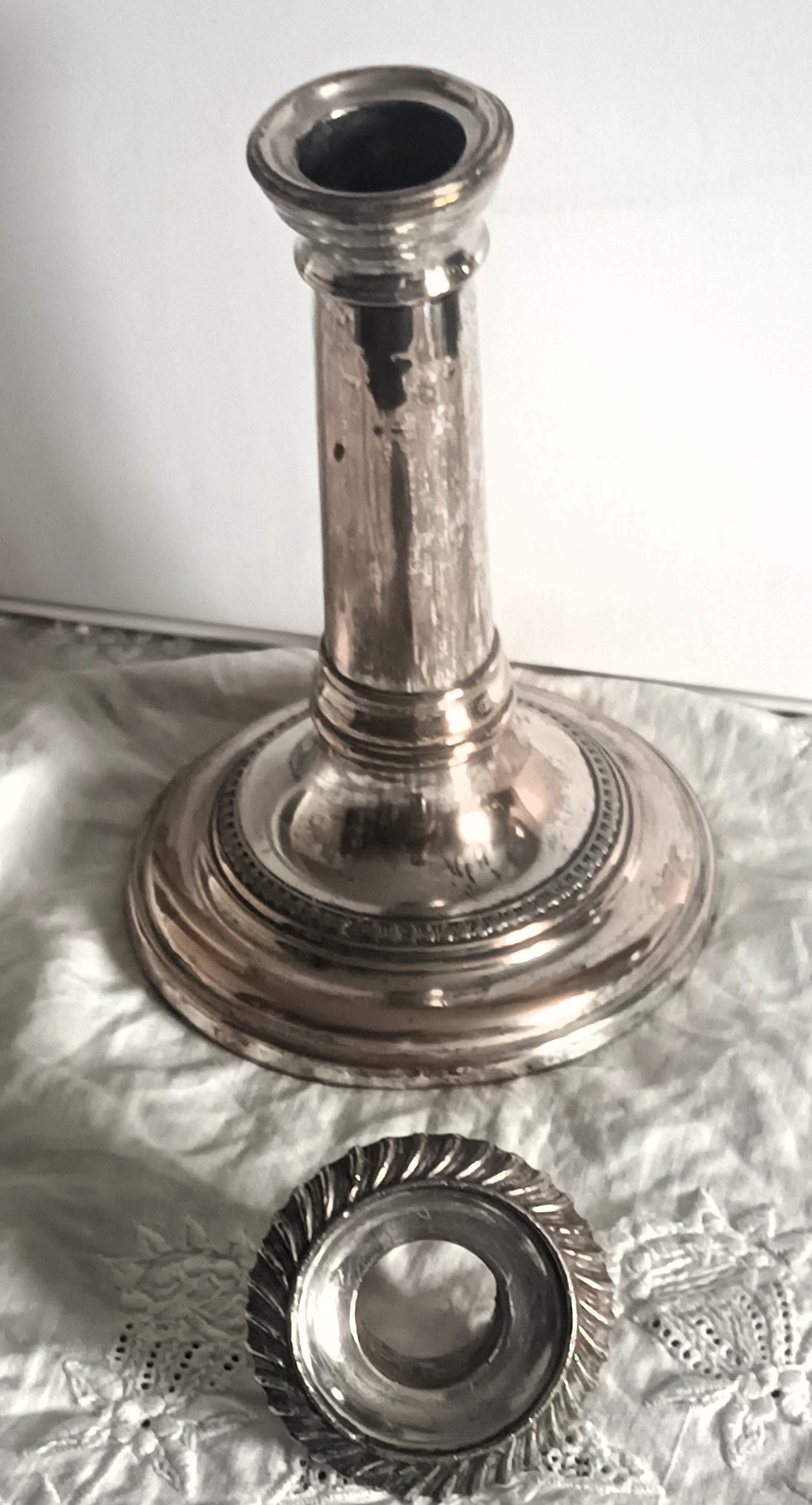 Antique English Victorian Old Sheffield Plate Candlestick - Image 5